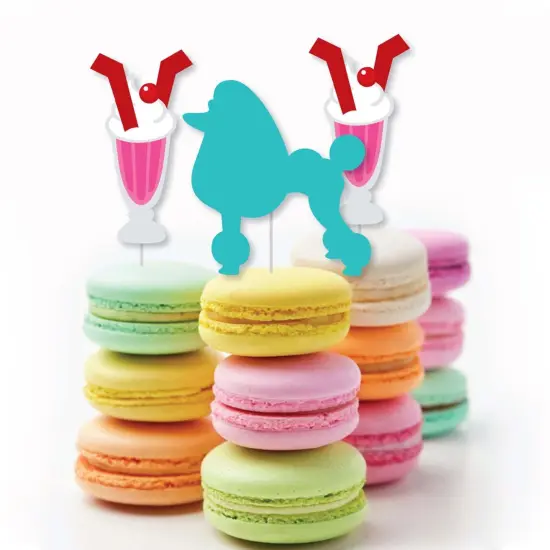 Big Dot of Happiness 50's Sock Hop - Dessert Cupcake Toppers - 1950s Rock N Roll Party Clear Treat Picks - Set of 24 {6}