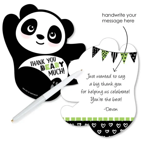 Big Dot of Happiness Party Like a Panda Bear - Shaped Thank You Cards - Baby Shower or Birthday Party Thank You Note Cards with Envelopes - Set of 12 {3}