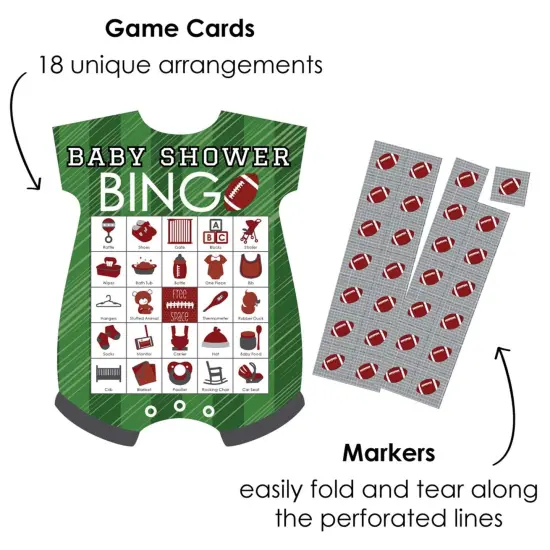 Big Dot of Happiness End Zone - Football - Picture Bingo Cards and Markers - Baby Shower Shaped Bingo Game - Set of 18 {3}