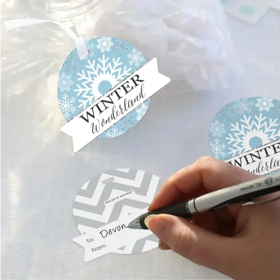 Big Dot of Happiness Winter Wonderland - Snowflake Holiday Party and Winter Wedding Clear Goodie Favor Bags - Treat Bags With Tags - Set of 12 {4}