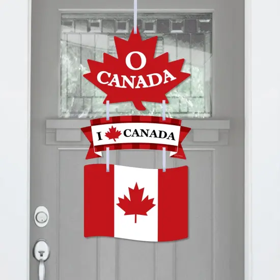 Big Dot of Happiness Canada Day - Hanging Porch Canadian Party Outdoor Decorations - Front Door Decor - 3 Piece Sign {1}