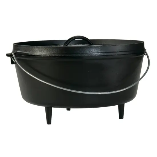 Lodge L14DCO3 Pre Seasoned Cast Iron Deep Camp Dutch Oven with Lid 10 Qt Size 14 {3}
