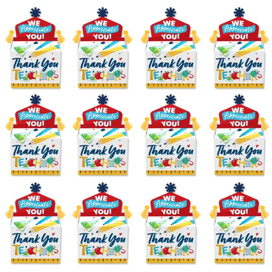 Big Dot of Happiness Thank You Teachers - Treat Box Party Favors - Teacher Appreciation Goodie Gable Boxes - Set of 12 {6}