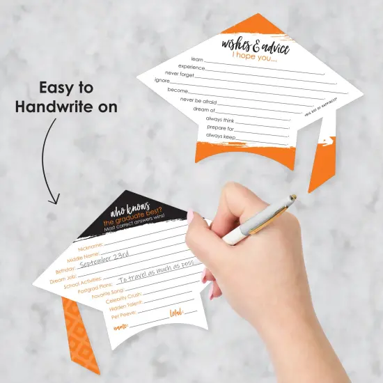 Big Dot of Happiness Orange Grad - Best is Yet to Come - 2-in-1 Orange Graduation Party Cards - Activity Duo Games - Set of 20 {4}