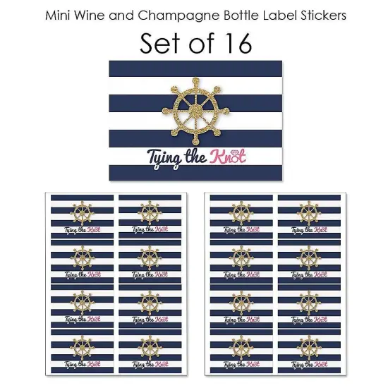 Big Dot of Happiness Last Sail Before the Veil - Mini Wine & Champagne Bottle Label Stickers - Nautical Bachelorette Bridal Shower Favor Gift - 16 Ct {7}