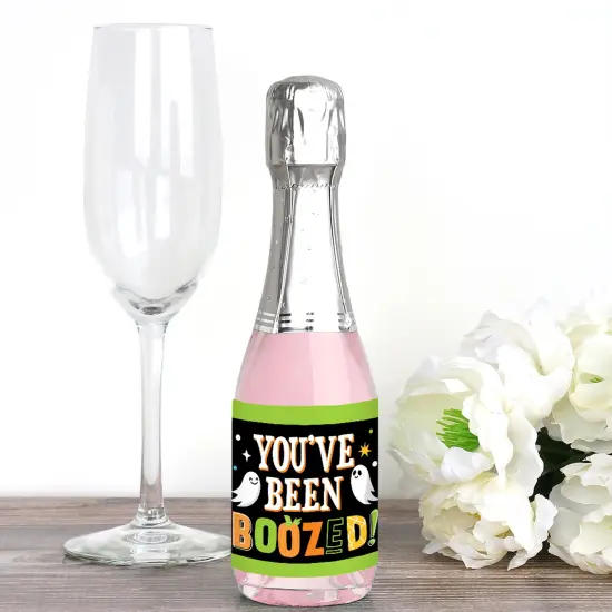 Big Dot of Happiness You've Been Boozed - Mini Wine and Champagne Bottle Label Stickers - Ghost Halloween Party Favor Gift for Women and Men - 16 Ct {3}