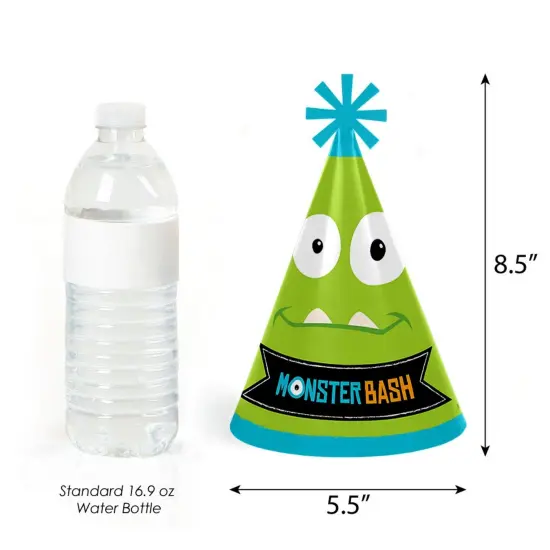 Big Dot of Happiness Monster Bash - Cone Little Monster Happy Birthday Party Hats for Kids and Adults - Set of 8 (Standard Size) {4}