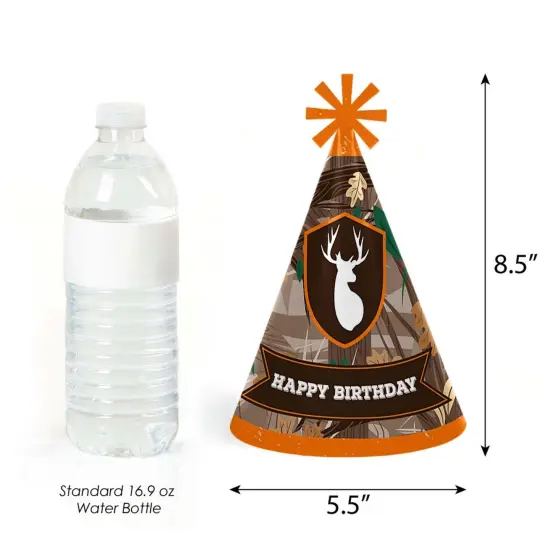 Big Dot of Happiness Gone Hunting - Cone Happy Birthday Party Hats for Kids and Adults - Set of 8 (Standard Size) {4}