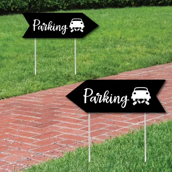 Big Dot of Happiness Black Wedding Parking Signs - Wedding Sign Arrow - Double Sided Directional Yard Signs - Set of 2 Parking Signs {1}