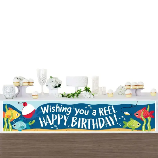 Big Dot of Happiness Let's Go Fishing - Happy Birthday Fish Themed Decorations Party Banner {4}