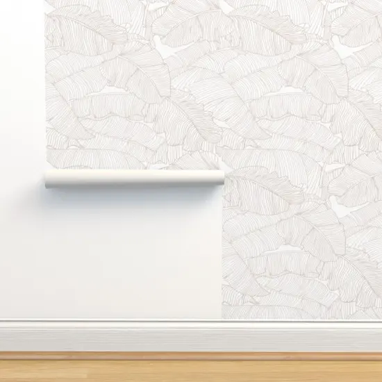 Pre-Pasted Wallpaper 2FT Wide Neutral Tropical Jumbo Scale Soft Blush Pink Modern Jungle Custom Pre-pasted Wallpaper by Spoonflower {2}