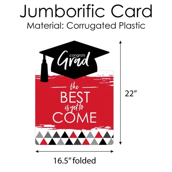Big Dot of Happiness Red Grad - Best is Yet to Come - Red Grad Congratulations Giant Greeting Card - Big Shaped Jumborific Card {6}