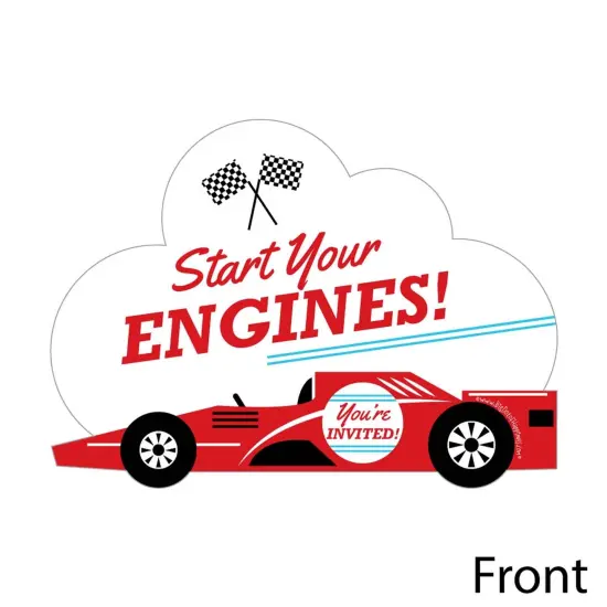 Big Dot of Happiness Let's Go Racing - Racecar - Shaped Fill-in Invites - Birthday Party or Baby Shower Invite Cards with Envelopes - Set of 12 {3}