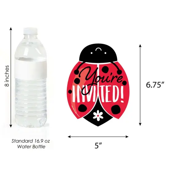 Big Dot of Happiness Happy Little Ladybug - Shaped Fill-in Invitations - Baby Shower or Birthday Party Invitation Cards with Envelopes - Set of 12 {6}