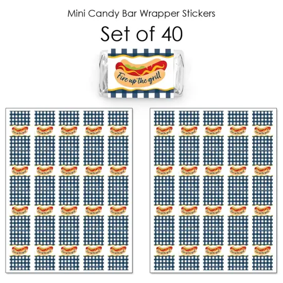 Big Dot of Happiness Fire Up the Grill - Mini Candy Bar Wrapper Stickers - Summer BBQ Picnic Party Small Favors - 40 Count {4}