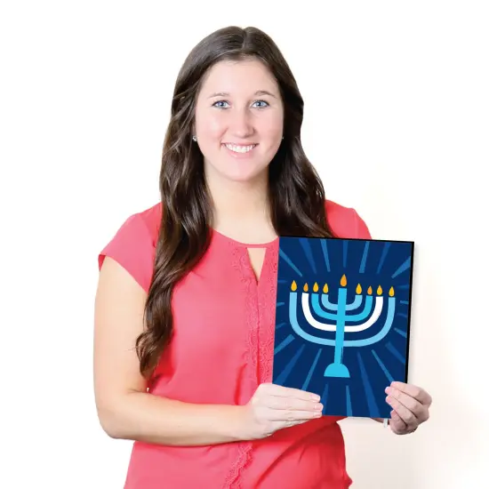 Big Dot of Happiness Hanukkah Menorah - Chanukah Wall Art and Holiday Home Decor - 7.5 x 10 inches - Set of 3 Prints {7}