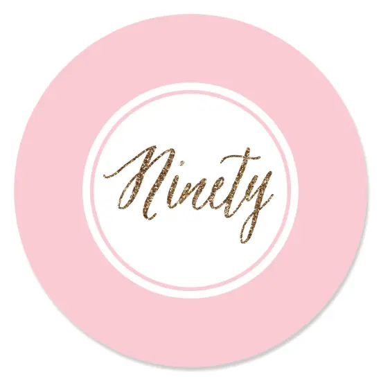 Big Dot of Happiness Chic 90th Birthday - Pink and Gold - Birthday Party Circle Sticker Labels - 24 Count {1}