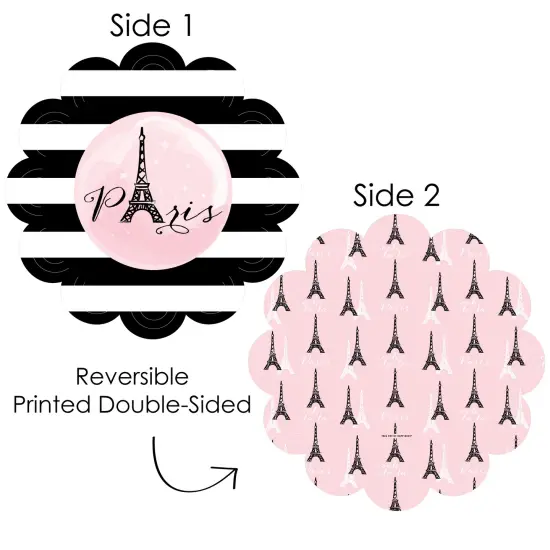 Big Dot of Happiness Paris, Ooh La La - Paris Themed Baby Shower or Birthday Party Round Table Decorations - Paper Chargers - Place Setting For 12 {4}