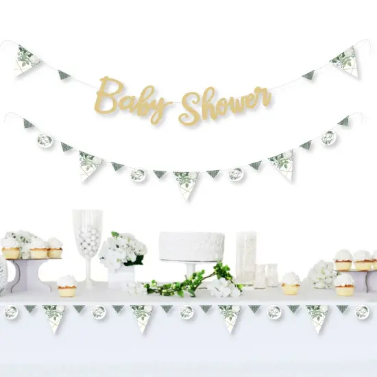 Big Dot of Happiness Boho Botanical Baby - Greenery Letter Decoration - 36 Banner Cutouts and No-Mess Real Gold Glitter Welcome Baby Banner Letters {3}