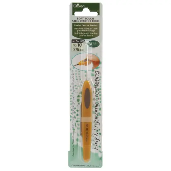 Clover Soft Touch Steel Crochet Hook-Size 10/.75mm {1}