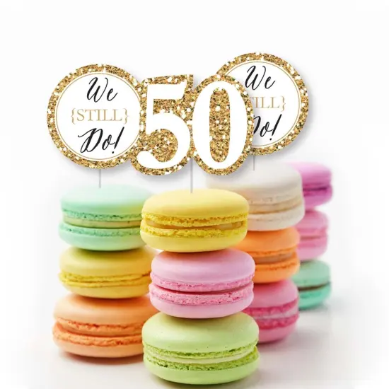 Big Dot of Happiness We Still Do - 50th Wedding Anniversary - Dessert Cupcake Toppers - Anniversary Party Clear Treat Picks - Set of 24 {6}