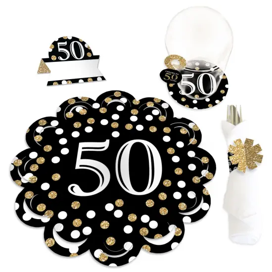 Big Dot of Happiness Adult 50th Birthday - Gold - Birthday Party Paper Charger and Table Decorations - Chargerific Kit - Place Setting for 8 {1}