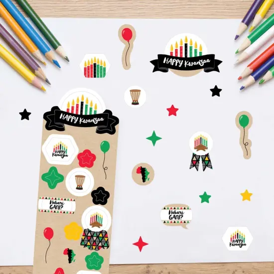 Big Dot of Happiness Happy Kwanzaa - Heritage Holiday Favor Kids Stickers - 16 Sheets - 256 Stickers {7}