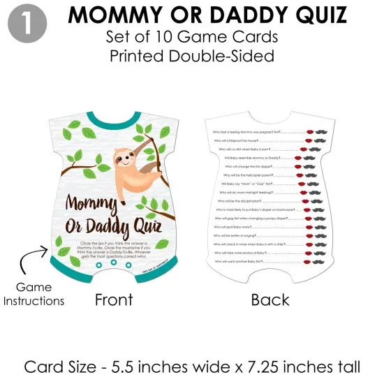 Big Dot of Happiness Let&rsquo;s Hang - Sloth - 4 Baby Shower Games - 10 Cards Each - Gamerific Bundle {6}