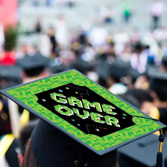 Big Dot of Happiness Game Over - Video Game Graduation Cap Decorations Kit - Grad Cap Cover {4}