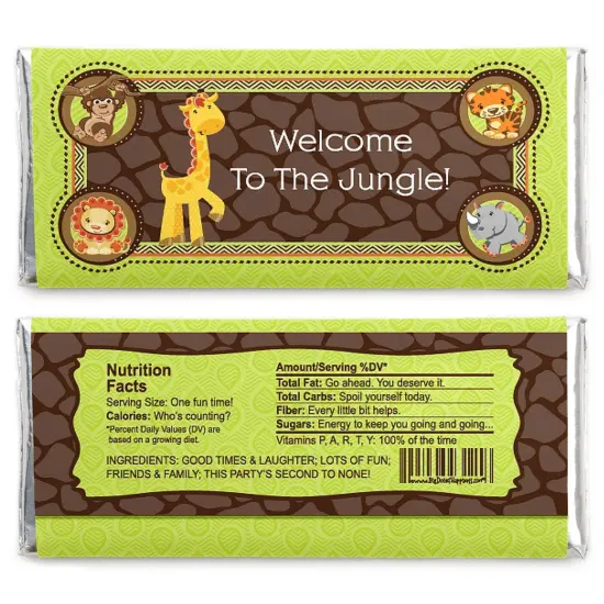 Big Dot of Happiness Funfari - Fun Safari Jungle - Candy Bar Wrappers Baby Shower or Birthday Party Favors - Set of 24 {3}