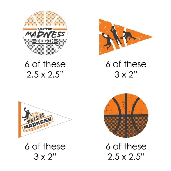 Big Dot of Happiness Basketball - Let the Madness Begin - DIY Shaped College Basketball Party Cut-Outs - 24 Count {3}