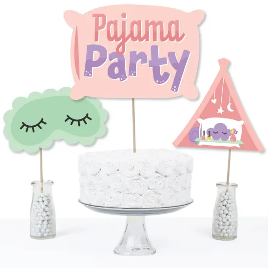 Big Dot of Happiness Pajama Slumber Party - Girls Sleepover Birthday Party Centerpiece Sticks - Table Toppers - Set of 15 {5}