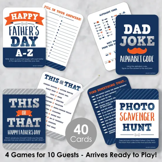 Big Dot of Happiness Happy Father's Day - 4 We Love Dad Party Games - 10 Cards Each - Gamerific Bundle {3}