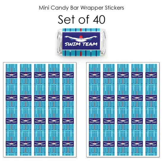 Big Dot of Happiness Making Waves - Swim Team - Mini Candy Bar Wrapper Stickers - Swimming Party or Birthday Party Small Favors - 40 Count {4}