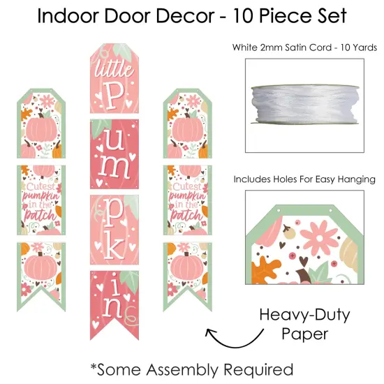 Big Dot of Happiness Girl Little Pumpkin - Vertical Paper Door Banners - Fall Birthday Party or Baby Shower Wall Decoration Kit - Indoor Door Decor {6}