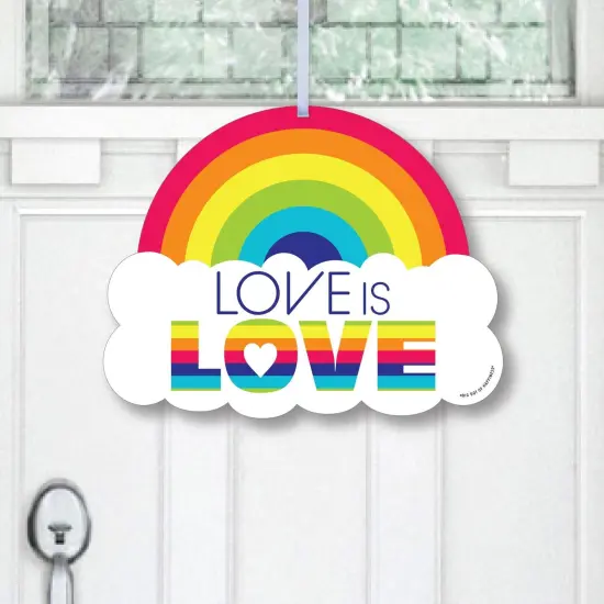 Big Dot of Happiness Love is Love - Pride - Hanging Porch Rainbow Party Outdoor Decorations - Front Door Decor - 1 Piece Sign {1}