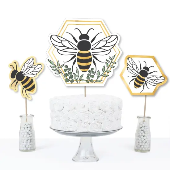Big Dot of Happiness Little Bumblebee - Bee Baby Shower or Birthday Party Centerpiece Sticks - Table Toppers - Set of 15 {4}
