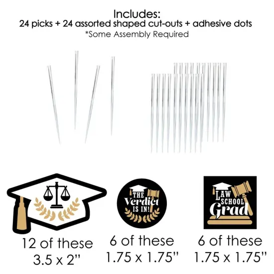 Big Dot of Happiness Law School Grad - Dessert Cupcake Toppers - Future Lawyer Graduation Party Clear Treat Picks - Set of 24 {7}