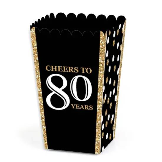 Big Dot of Happiness Adult 80th Birthday - Gold - Birthday Party Favor Popcorn Treat Boxes - Set of 12 {1}