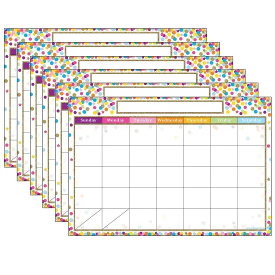 Smart Poly Chart, 13" x 19", Confetti Calendar, Pack of 6 {1}
