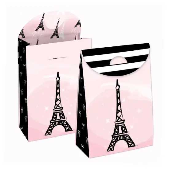 Big Dot of Happiness Paris, Ooh La La - Paris Themed Baby Shower or Birthday Gift Favor Bags - Party Goodie Boxes - Set of 12 {1}