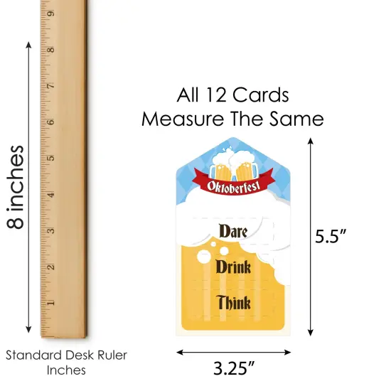 Big Dot of Happiness Oktoberfest - Beer Festival Game Pickle Cards - Dare, Drink, Think Pull Tabs - Set of 12 {6}
