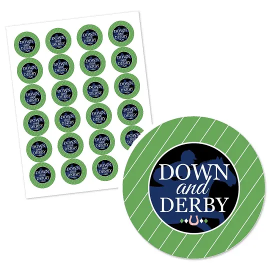 Big Dot of Happiness Kentucky Horse Derby - Horse Race Party Circle Sticker Labels - 24 Count {3}