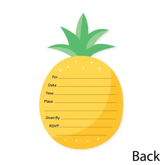 Big Dot of Happiness Tropical Pineapple - Shaped Fill-in Invitations - Summer Party Invitation Cards with Envelopes - Set of 12 {6}