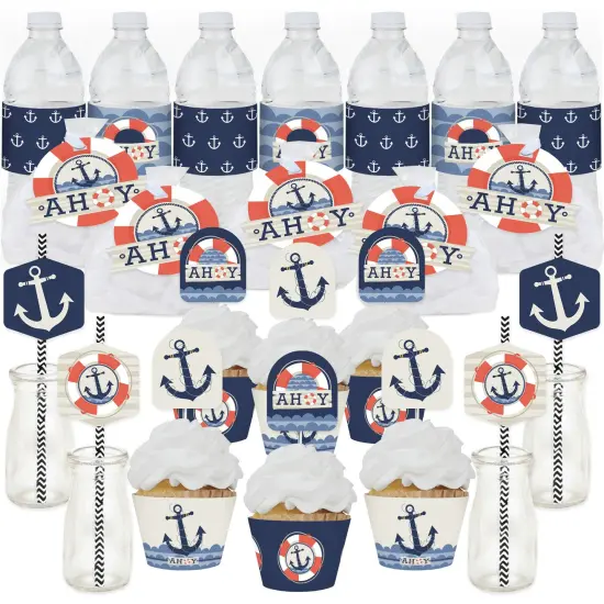Big Dot of Happiness Ahoy - Nautical - Baby Shower or Birthday Party Favors and Cupcake Kit - Fabulous Favor Party Pack - 100 Pieces {1}