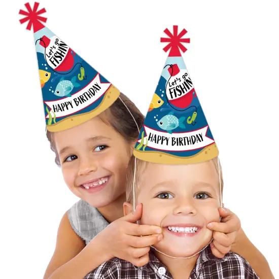 Big Dot of Happiness Let&rsquo;s Go Fishing - Cone Happy Birthday Party Hats for Kids and Adults - Set of 8 (Standard Size) {3}