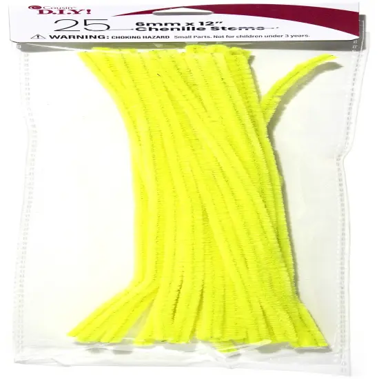CousinDIY Chenille Stems 6mmx12" 25/Pkg-Yellow {1}