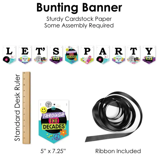 Big Dot of Happiness Through the Decades - 50s, 60s, 70s, 80s, and 90s Party Supplies Decoration Kit - Decor Galore Party Pack - 51 Pieces {7}