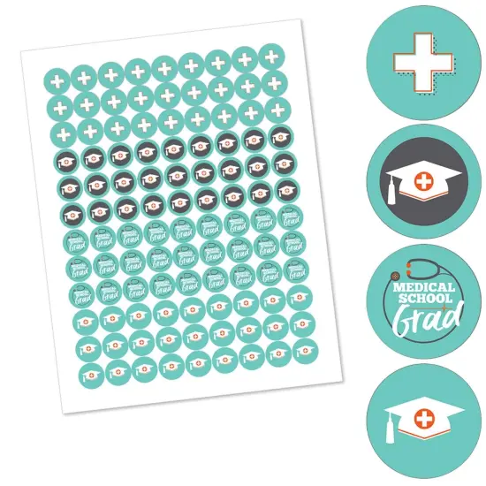 Big Dot of Happiness Medical School Grad - Doctor Graduation Party Round Candy Sticker Favors - Labels Fits Chocolate Candy (1 sheet of 108) {3}
