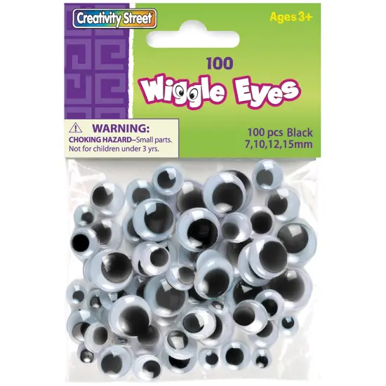 Creativity Street Paste-On Wiggle Eyes Assortment 100/Pkg-Black {1}